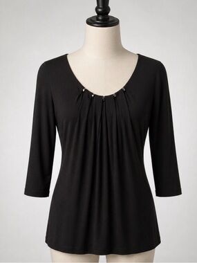 White House Black Market Black Pleated Top